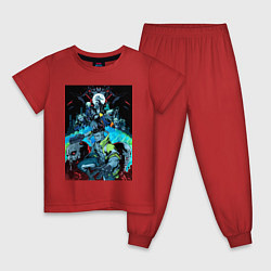 Пижама хлопковая детская Киберпанк бегущий по краю - все персонажи, цвет: красный