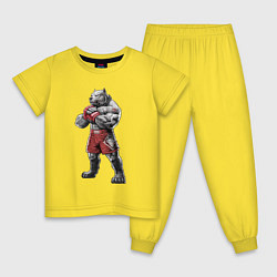 Пижама хлопковая детская Питбуль - Смешанные единоборства - MMA, цвет: желтый