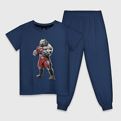 Пижама хлопковая детская Питбуль - Смешанные единоборства - MMA, цвет: тёмно-синий