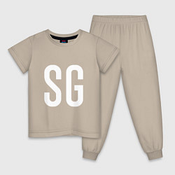 Пижама хлопковая детская SG - BTS, цвет: миндальный