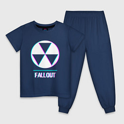 Пижама хлопковая детская Fallout в стиле glitch и баги графики, цвет: тёмно-синий