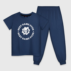 Пижама хлопковая детская Символ Gears of War и круглая надпись best game ev, цвет: тёмно-синий