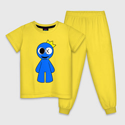 Пижама хлопковая детская Радужные друзья Синий улыбается, цвет: желтый