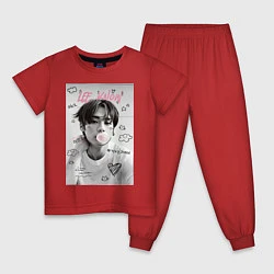 Пижама хлопковая детская Lee Know Stray Kids, цвет: красный