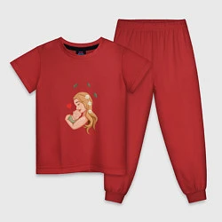 Пижама хлопковая детская Мама и малыш, цвет: красный