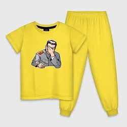 Пижама хлопковая детская Сталин фэйспалмит, цвет: желтый