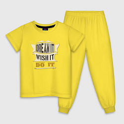 Пижама хлопковая детская Dream it, Wish it, Do it, цвет: желтый