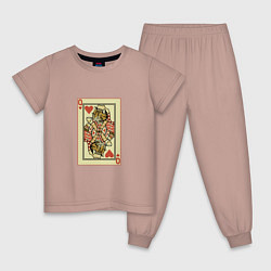 Пижама хлопковая детская Дама - кошечка, цвет: пыльно-розовый