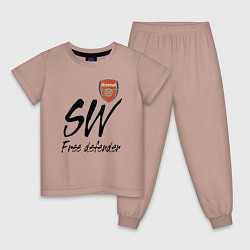 Пижама хлопковая детская Arsenal - sweeper - England - London, цвет: пыльно-розовый