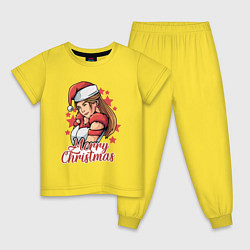Пижама хлопковая детская Снегурочка, цвет: желтый