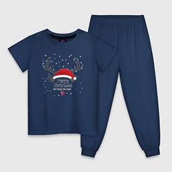Пижама хлопковая детская Merry Christmas and Happy New Year 2023, цвет: тёмно-синий