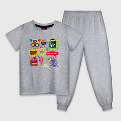 Пижама хлопковая детская Монстрики хороший день для атаки, цвет: меланж