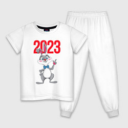 Пижама хлопковая детская Заяц 2023, цвет: белый