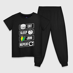 Пижама хлопковая детская Eat sleep JDM repeat, цвет: черный