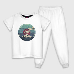Пижама хлопковая детская Гора Фудзи, цвет: белый