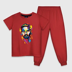 Пижама хлопковая детская Геометрический портрет Тома Харди, цвет: красный