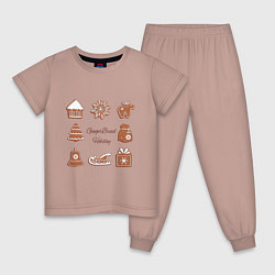 Пижама хлопковая детская Праздник пряника, цвет: пыльно-розовый