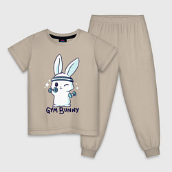 Пижама хлопковая детская Gym bunny, цвет: миндальный