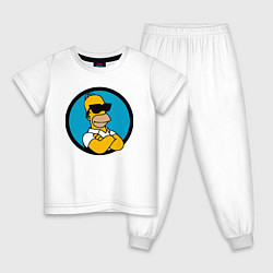Пижама хлопковая детская Гомер Симпсон - крутой чувак, цвет: белый