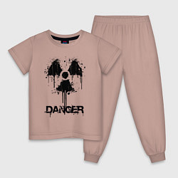 Пижама хлопковая детская Danger radiation symbol, цвет: пыльно-розовый
