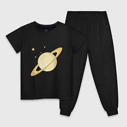 Пижама хлопковая детская Сатурн, цвет: черный