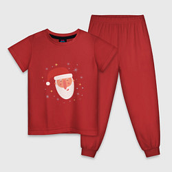 Пижама хлопковая детская Голова Деда Мороза, цвет: красный