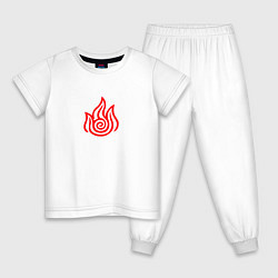 Пижама хлопковая детская Рисованный символ народа огня, цвет: белый