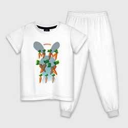Пижама хлопковая детская Кролик римский год, цвет: белый