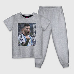 Пижама хлопковая детская Viva la Argentina - Lionel Messi - world champion, цвет: меланж