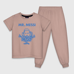 Пижама хлопковая детская Мистер Месси, цвет: пыльно-розовый