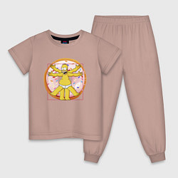 Пижама хлопковая детская Канонические пропорции Гомера Симпсона - remake, цвет: пыльно-розовый