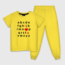 Пижама хлопковая детская Алфавит Валентина, цвет: желтый