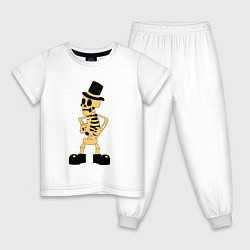 Пижама хлопковая детская Bendy - скелет, цвет: белый