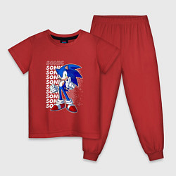 Пижама хлопковая детская Ежик соник, цвет: красный
