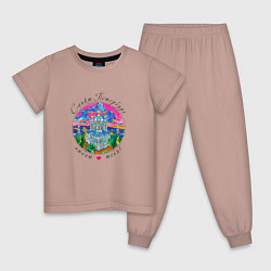Пижама хлопковая детская Санкт-Петербург, Смольный собор, цвет: пыльно-розовый
