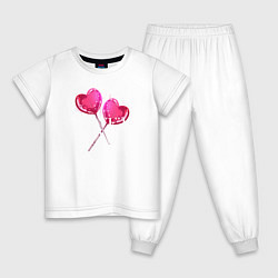 Пижама хлопковая детская Sweet sweet sweet love, цвет: белый