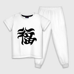 Пижама хлопковая детская Японский иероглиф - Удача, цвет: белый