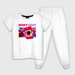 Пижама хлопковая детская Project Playtime Бокси Бу обнимашки, цвет: белый