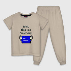 Пижама хлопковая детская Well this is a cool day, цвет: миндальный