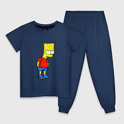 Пижама хлопковая детская Недовольный Барт, цвет: тёмно-синий