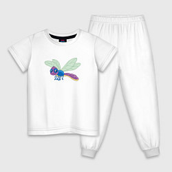 Пижама хлопковая детская Милая мультяшная стрекоза, цвет: белый