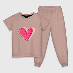Пижама хлопковая детская Большое бьющееся сердце, цвет: пыльно-розовый