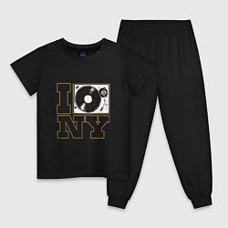 Пижама хлопковая детская Vinyl New York, цвет: черный