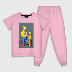 Детская пижама Homer Simpson and cats - нейросеть арт