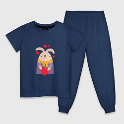 Пижама хлопковая детская Кролик влюблен, цвет: тёмно-синий