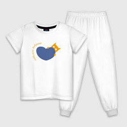 Пижама хлопковая детская Кот с сердцем для бабушки, цвет: белый