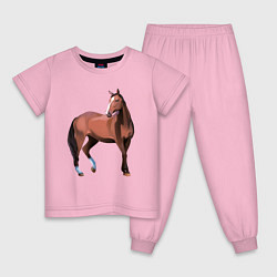 Пижама хлопковая детская Тяжелая теплокровная, цвет: светло-розовый