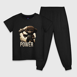 Пижама хлопковая детская Animal power, цвет: черный