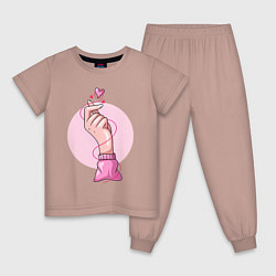 Пижама хлопковая детская Жест любви, цвет: пыльно-розовый