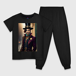 Пижама хлопковая детская Johnny Depp steampunk style, цвет: черный